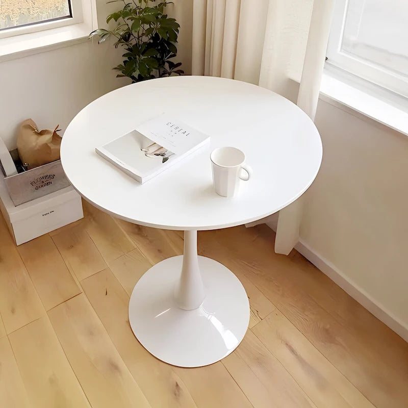 Tavolo rotondo Tulip, noce+nero / bianco / nero, base a piedistallo, 2–4 posti a sedere