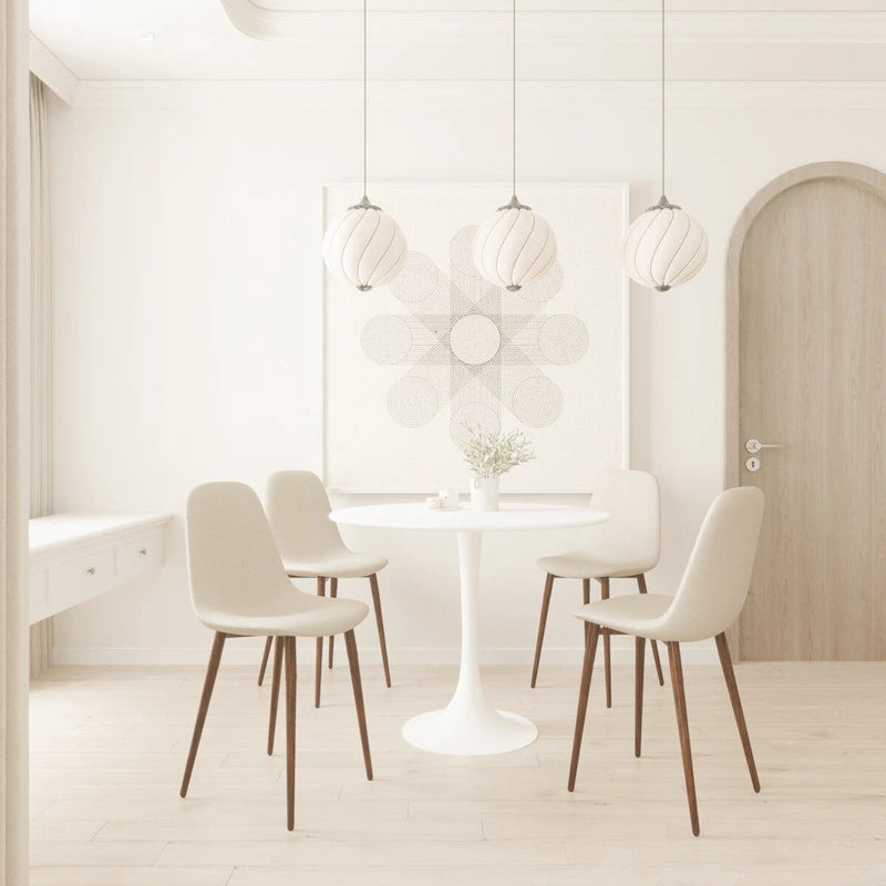 Tavolo rotondo Tulip, noce+nero / bianco / nero, base a piedistallo, 2–4 posti a sedere