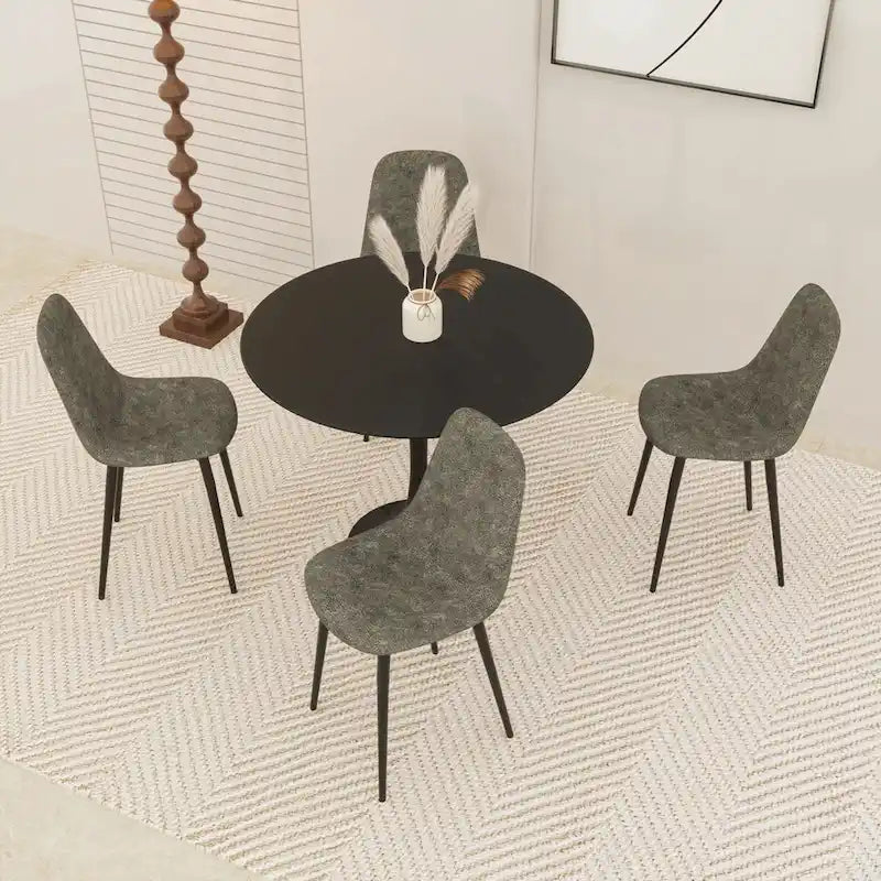Tavolo rotondo Tulip, noce+nero / bianco / nero, base a piedistallo, 2–4 posti a sedere