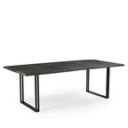 Tavolo da Pranzo in Legno di Acacia Grigio, Gambe in Ferro Nero, 6–8 Posti