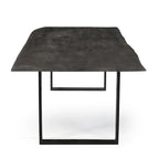 Tavolo da Pranzo in Legno di Acacia Grigio, Gambe in Ferro Nero, 6–8 Posti