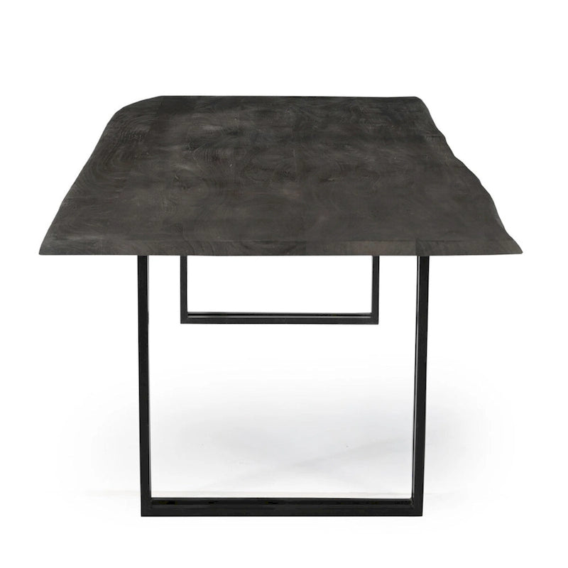 Tavolo da Pranzo in Legno di Acacia Grigio, Gambe in Ferro Nero, 6–8 Posti