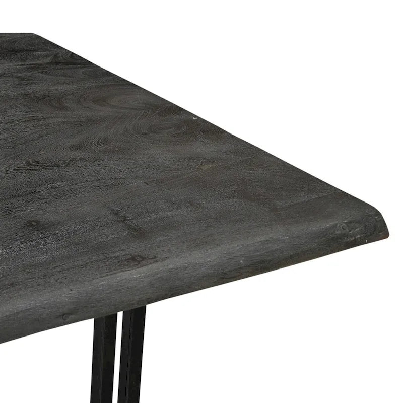 Tavolo da Pranzo in Legno di Acacia Grigio, Gambe in Ferro Nero, 6–8 Posti