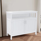 Credenza in MDF Bianca/Marrone, 1 Anta + Vano a Giorno, Montaggio da 1 Persona