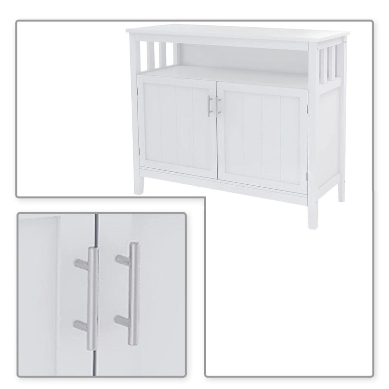 Credenza in MDF Bianca/Marrone, 1 Anta + Vano a Giorno, Montaggio da 1 Persona