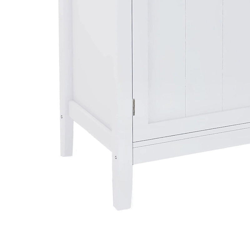 Credenza in MDF Bianca/Marrone, 1 Anta + Vano a Giorno, Montaggio da 1 Persona