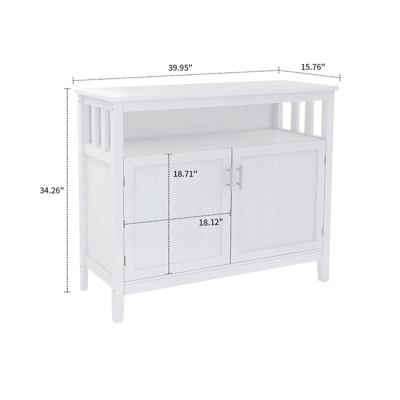 Credenza in MDF Bianca/Marrone, 1 Anta + Vano a Giorno, Montaggio da 1 Persona