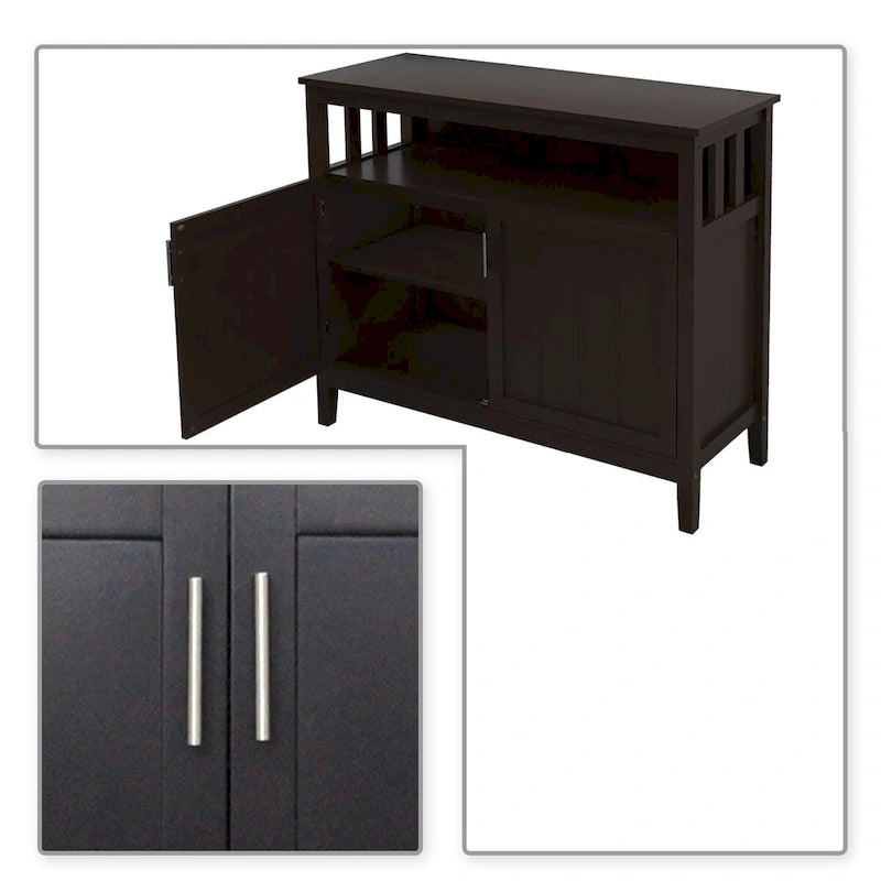 Credenza in MDF Bianca/Marrone, 1 Anta + Vano a Giorno, Montaggio da 1 Persona