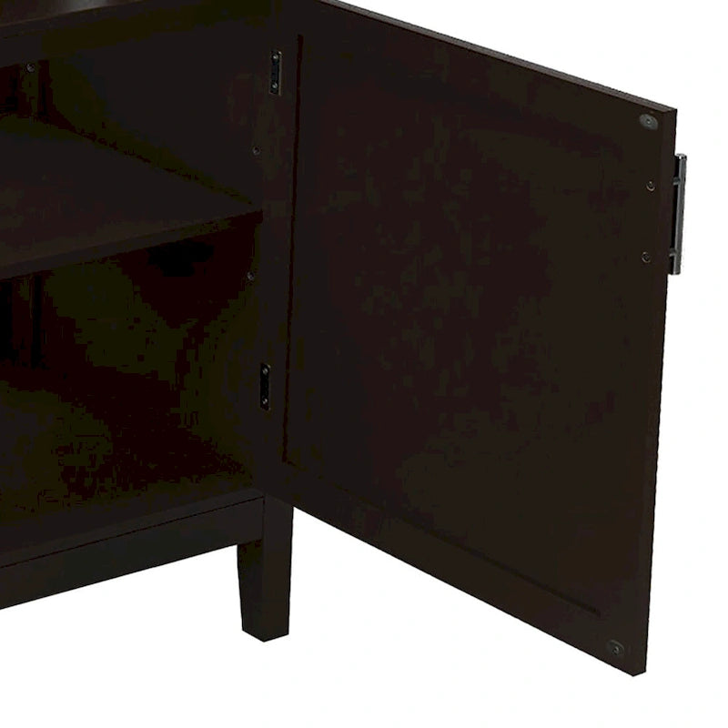 Credenza in MDF Bianca/Marrone, 1 Anta + Vano a Giorno, Montaggio da 1 Persona