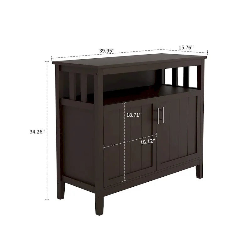 Credenza in MDF Bianca/Marrone, 1 Anta + Vano a Giorno, Montaggio da 1 Persona