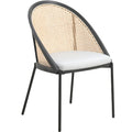 Sedia da pranzo in vinile con schienale in vimini – Grigio chiaro / Verde oliva / Crema / Tortora / Antracite, 1 posto