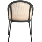 Sedia da pranzo in vinile con schienale in vimini – Grigio chiaro / Verde oliva / Crema / Tortora / Antracite, 1 posto