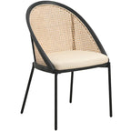 Sedia da pranzo in vinile con schienale in vimini – Grigio chiaro / Verde oliva / Crema / Tortora / Antracite, 1 posto