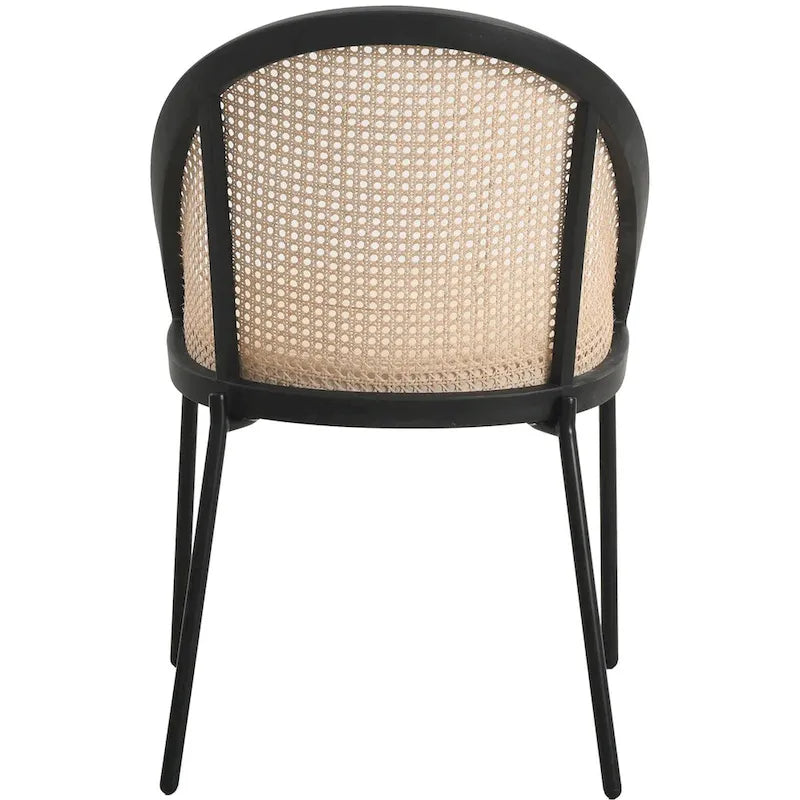 Sedia da pranzo in vinile con schienale in vimini – Grigio chiaro / Verde oliva / Crema / Tortora / Antracite, 1 posto