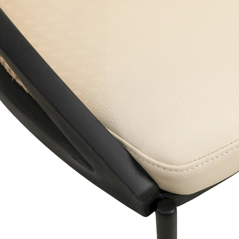 Sedia da pranzo in vinile con schienale in vimini – Grigio chiaro / Verde oliva / Crema / Tortora / Antracite, 1 posto