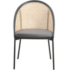 Sedia da pranzo in vinile con schienale in vimini – Grigio chiaro / Verde oliva / Crema / Tortora / Antracite, 1 posto