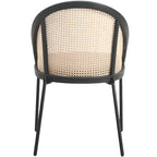 Sedia da pranzo in vinile con schienale in vimini – Grigio chiaro / Verde oliva / Crema / Tortora / Antracite, 1 posto