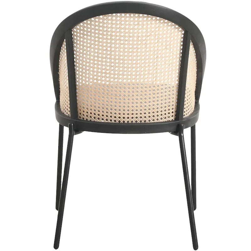 Sedia da pranzo in vinile con schienale in vimini – Grigio chiaro / Verde oliva / Crema / Tortora / Antracite, 1 posto