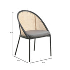 Sedia da pranzo in vinile con schienale in vimini – Grigio chiaro / Verde oliva / Crema / Tortora / Antracite, 1 posto