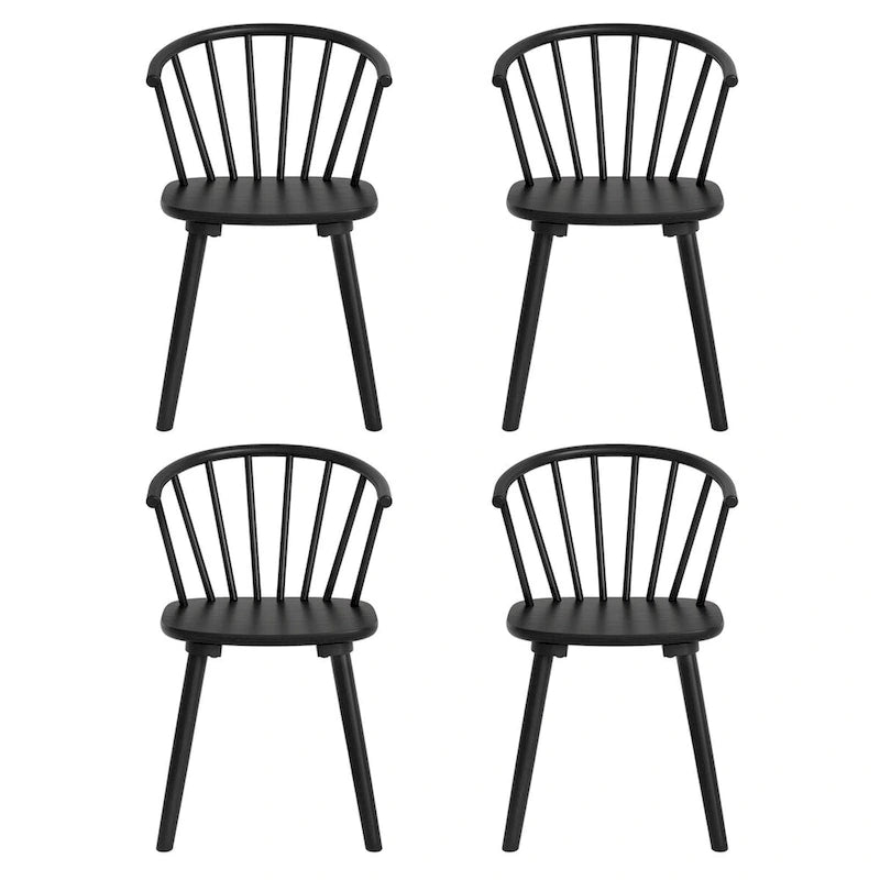 Sedia da pranzo senza braccioli Spindle Back nera / bianca / caffè scuro / noce, set da 4