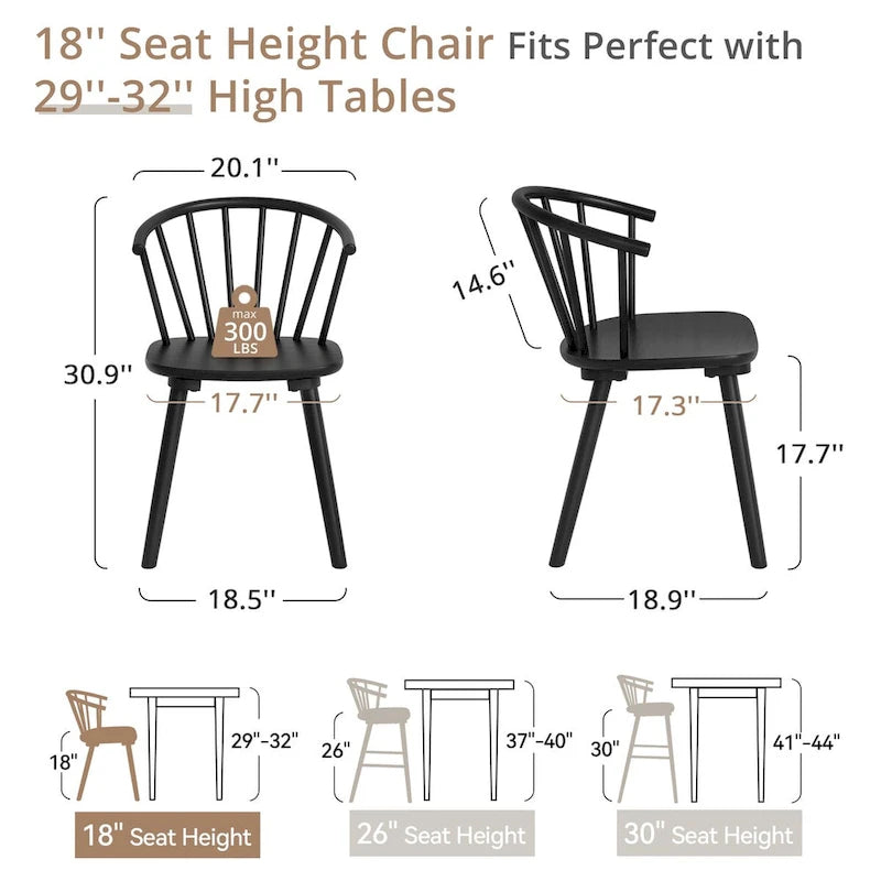Sedia da pranzo senza braccioli Spindle Back nera / bianca / caffè scuro / noce, set da 4