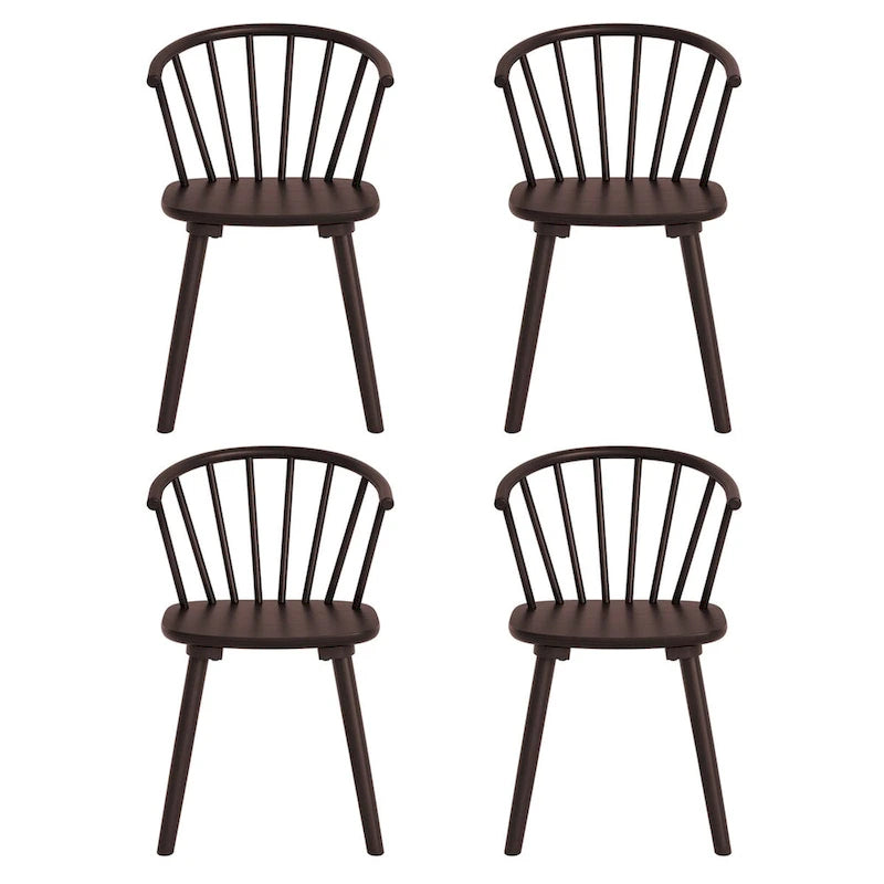 Sedia da pranzo senza braccioli Spindle Back nera / bianca / caffè scuro / noce, set da 4