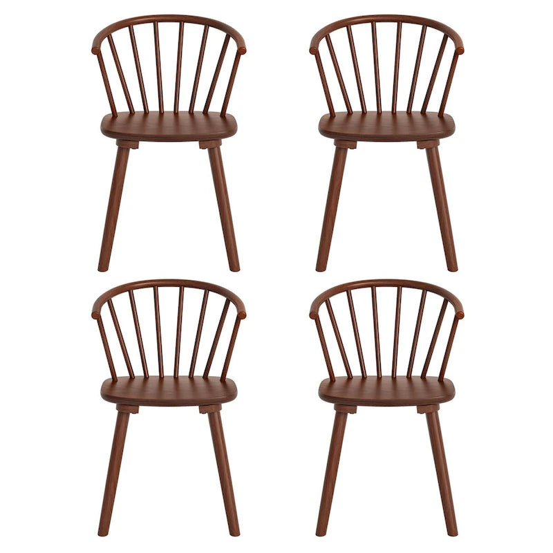 Sedia da pranzo senza braccioli Spindle Back nera / bianca / caffè scuro / noce, set da 4