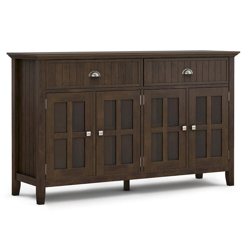 Brunette Brown Credenza a buffet transizionale a 4 ante – Adatta 1 famiglia