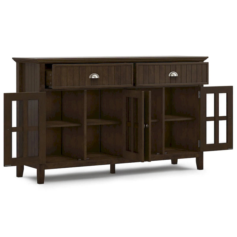 Brunette Brown Credenza a buffet transizionale a 4 ante – Adatta 1 famiglia