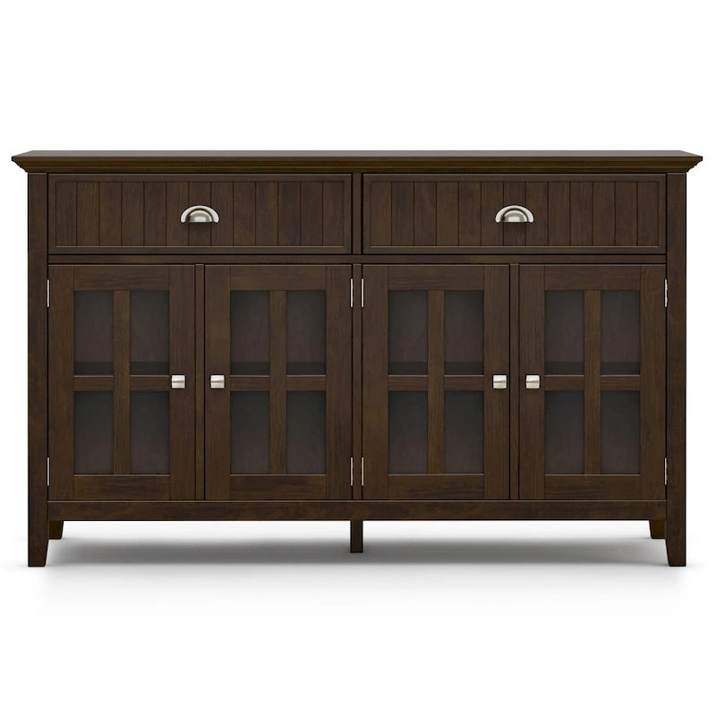 Brunette Brown Credenza a buffet transizionale a 4 ante – Adatta 1 famiglia
