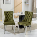 Sedia da pranzo trapuntata in velluto verde oliva / viola, gambe cromate, 1 posto