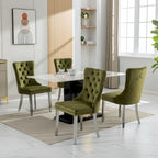 Sedia da pranzo trapuntata in velluto verde oliva / viola, gambe cromate, 1 posto
