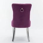 Sedia da pranzo trapuntata in velluto verde oliva / viola, gambe cromate, 1 posto