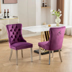 Sedia da pranzo trapuntata in velluto verde oliva / viola, gambe cromate, 1 posto