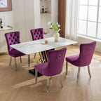 Sedia da pranzo trapuntata in velluto verde oliva / viola, gambe cromate, 1 posto