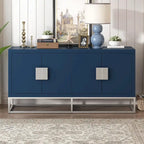 Credenza a 4 ante nera / bianca / blu notte con ripiani regolabili