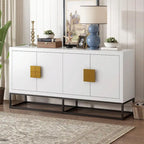 Credenza a 4 ante nera / bianca / blu notte con ripiani regolabili