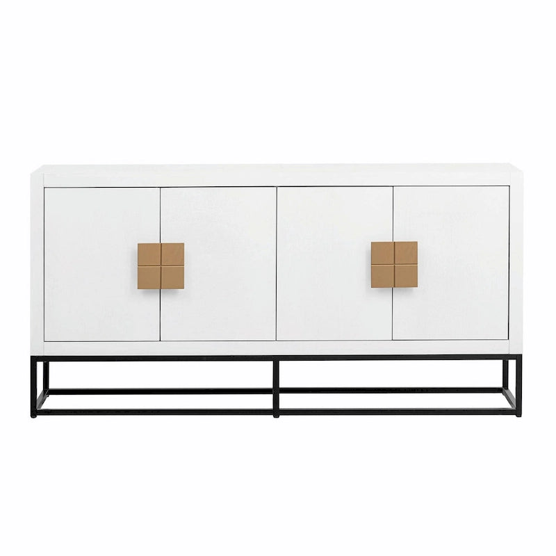 Credenza a 4 ante nera / bianca / blu notte con ripiani regolabili