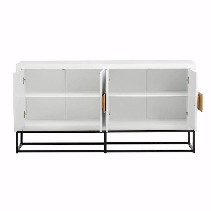 Credenza a 4 ante nera / bianca / blu notte con ripiani regolabili