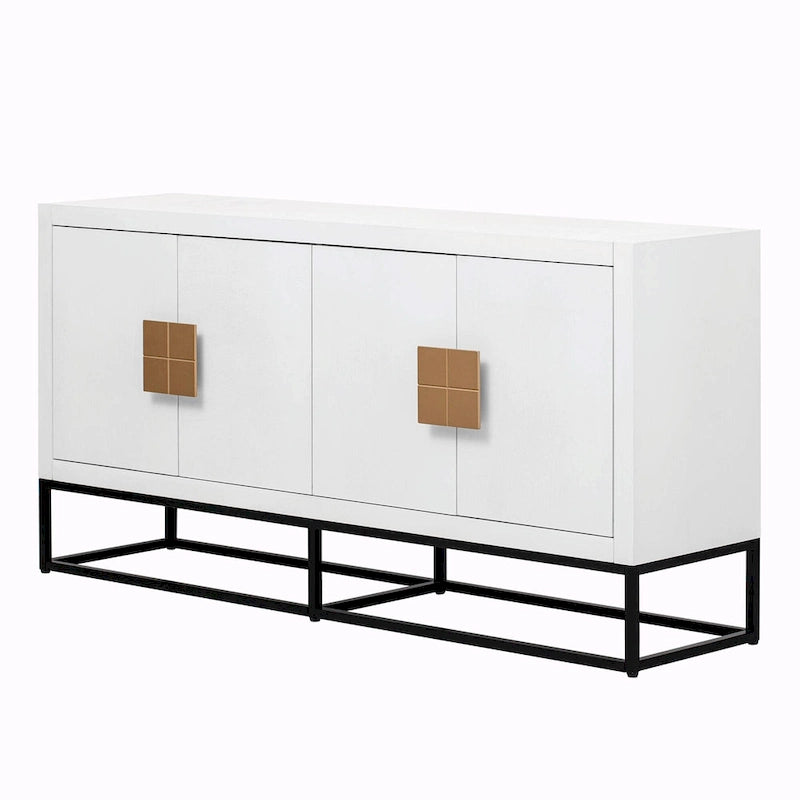 Credenza a 4 ante nera / bianca / blu notte con ripiani regolabili