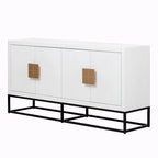 Credenza a 4 ante nera / bianca / blu notte con ripiani regolabili