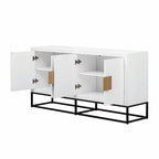 Credenza a 4 ante nera / bianca / blu notte con ripiani regolabili