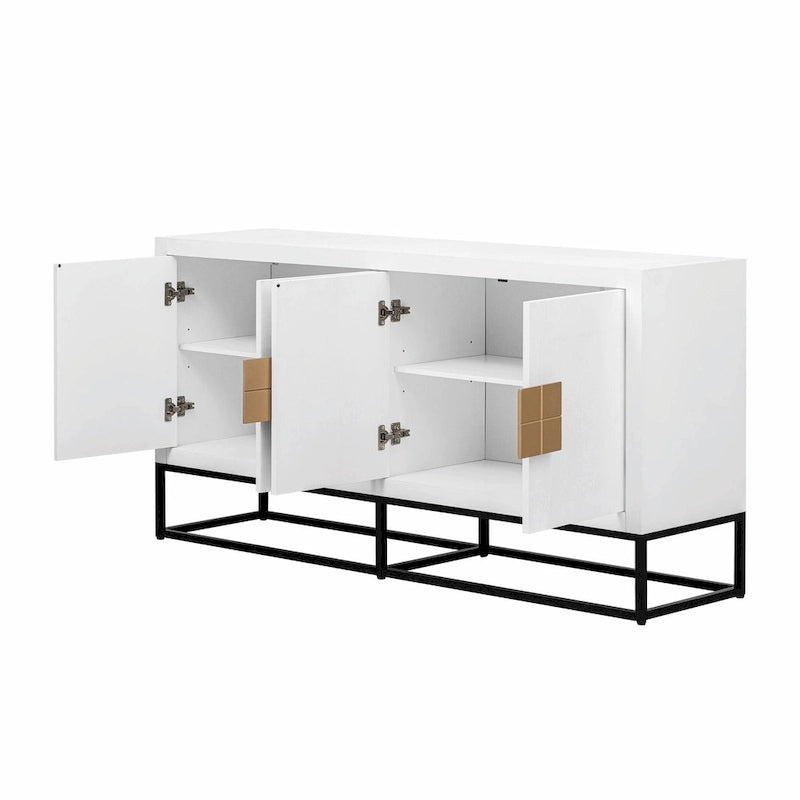 Credenza a 4 ante nera / bianca / blu notte con ripiani regolabili