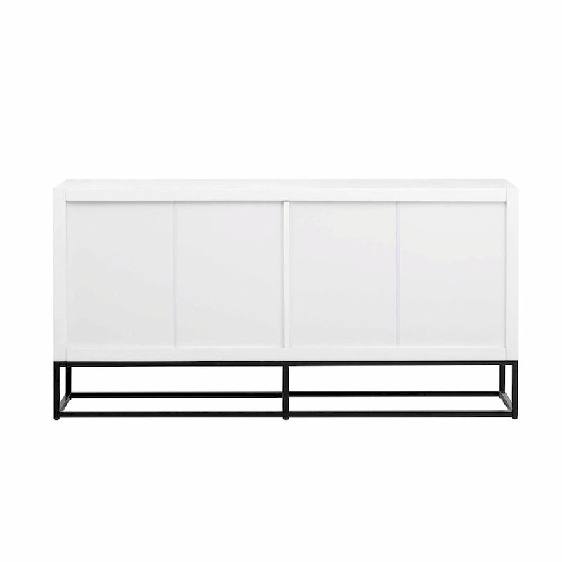 Credenza a 4 ante nera / bianca / blu notte con ripiani regolabili