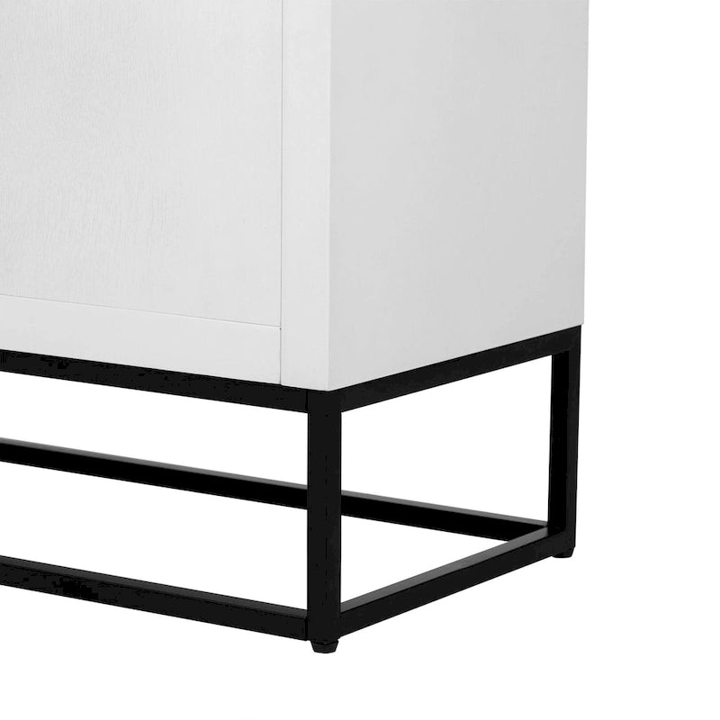 Credenza a 4 ante nera / bianca / blu notte con ripiani regolabili