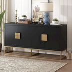 Credenza a 4 ante nera / bianca / blu notte con ripiani regolabili