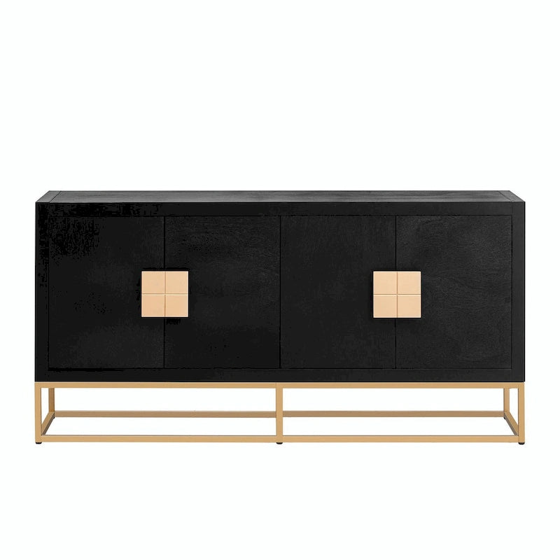 Credenza a 4 ante nera / bianca / blu notte con ripiani regolabili
