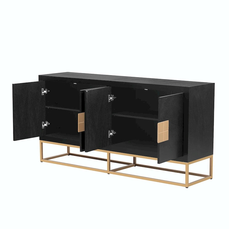 Credenza a 4 ante nera / bianca / blu notte con ripiani regolabili