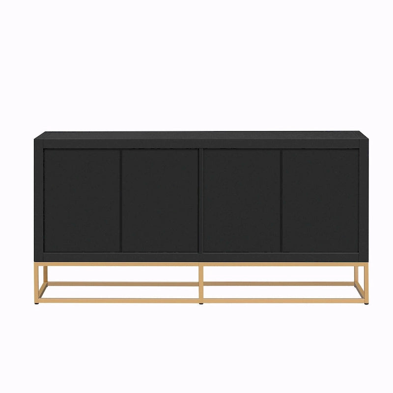 Credenza a 4 ante nera / bianca / blu notte con ripiani regolabili