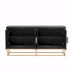 Credenza a 4 ante nera / bianca / blu notte con ripiani regolabili